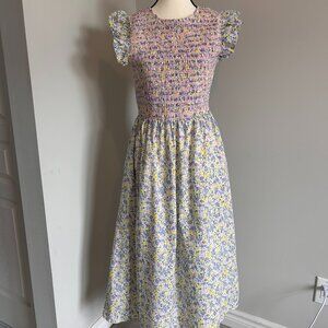 NWT - English Factory Floral Smocked Midi Dress, Size S